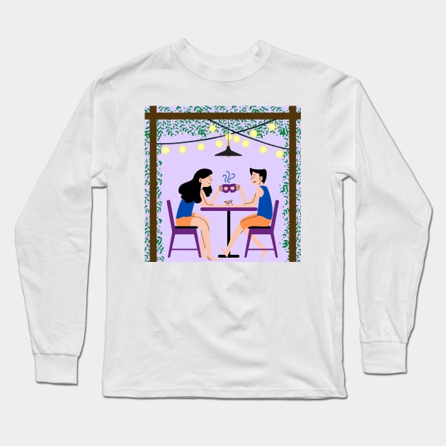 Coffee Date Long Sleeve T-Shirt by Bishop Creations